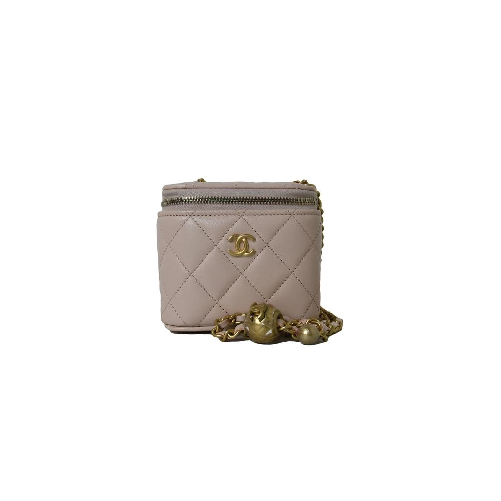 商品Chanel|Chanel Pearl Crush Vanity Case With Chain Lambskin Beige Gold,价格¥30921,第1张图片