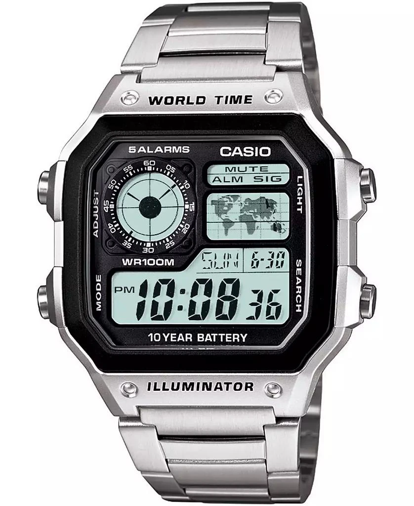 商品Casio|世界地图 男女通用 数字不锈钢手表39.5mm ,价格¥209,第1张图片