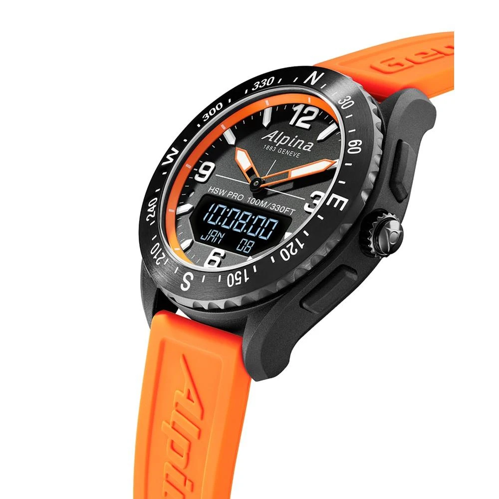 商品Alpina|Men's Swiss Analog-Digital Apliner X Orange Rubber Strap Hybrid Smart Watch 45mm,价格¥8947,第3张图片详细描述