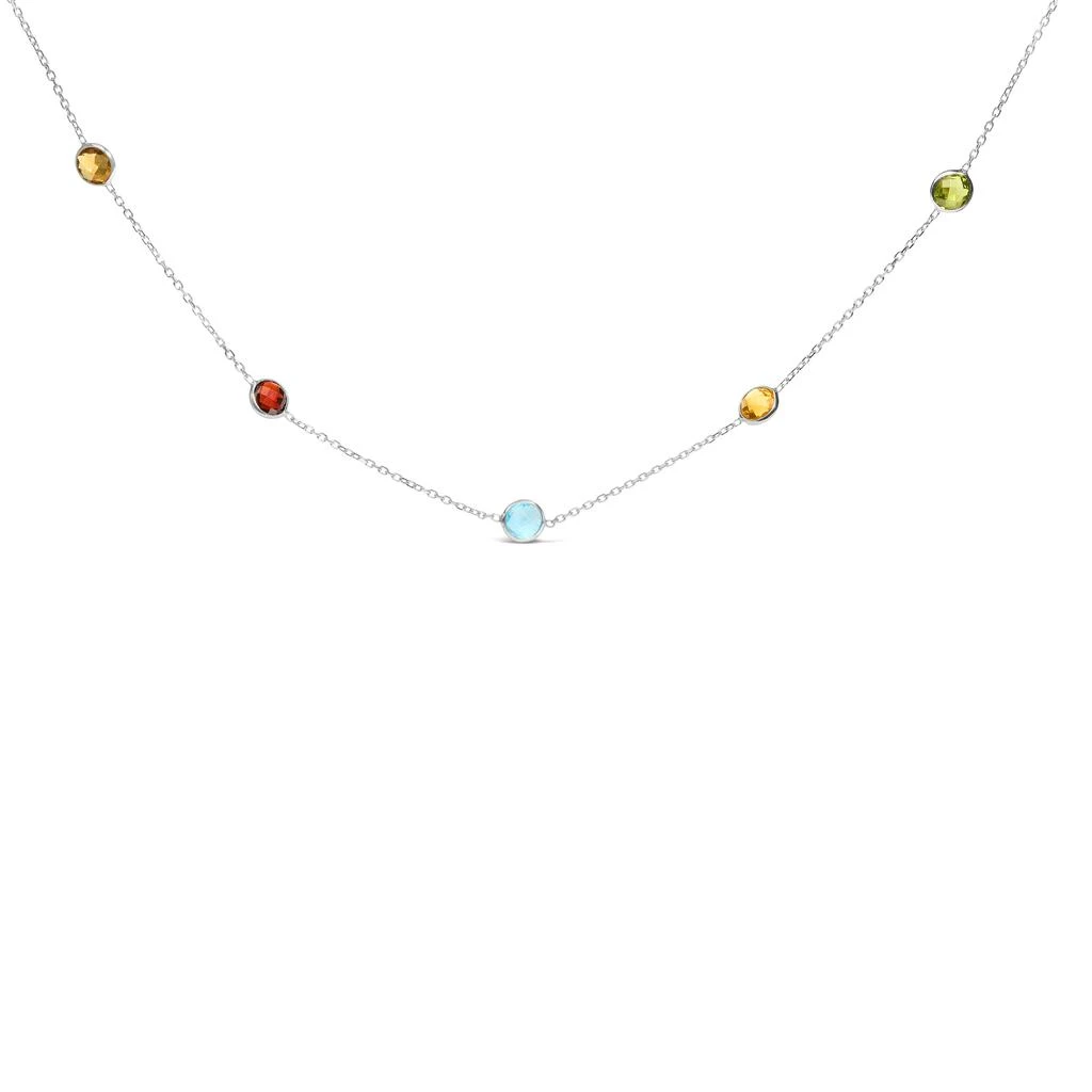 商品Haus of Brilliance|14K White Gold Bezel Set Mixed Gemstone 7 Station Adjustable 18"-24" Necklace,价格¥35793,第1张图片