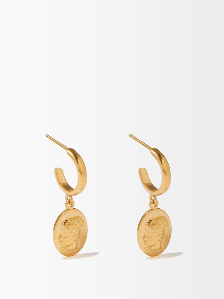 Hygieia coin-charm gold-plated hoop earrings商品第1张图片规格展示