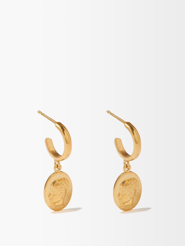商品Hermina Athens|Hygieia coin-charm gold-plated hoop earrings,价格¥766,第1张图片