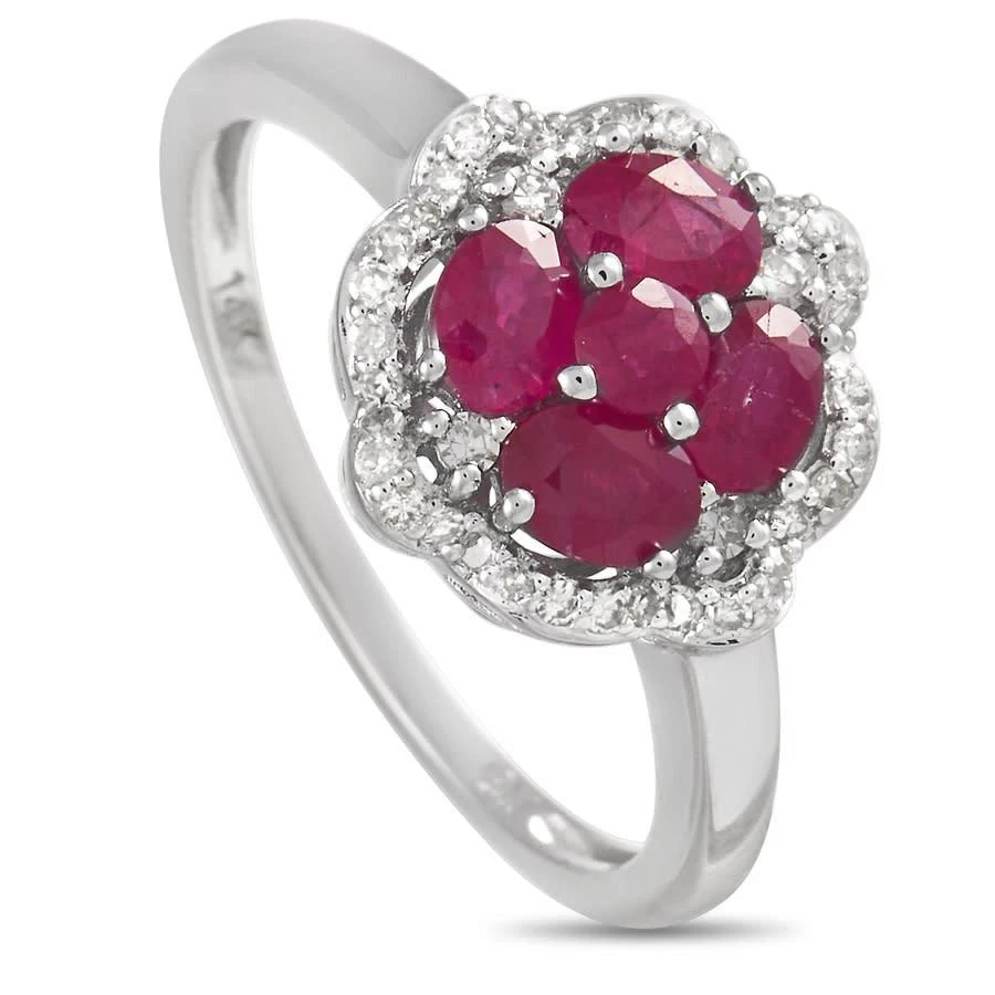 商品LB Exclusive|14K White Gold 0.18 ct Diamond and Ruby Ring,价格¥4388,第1张图片