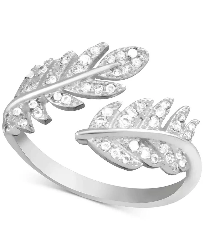 商品Essentials|Cubic Zirconia Leaf Open Silver Plate Ring,价格¥76,第1张图片