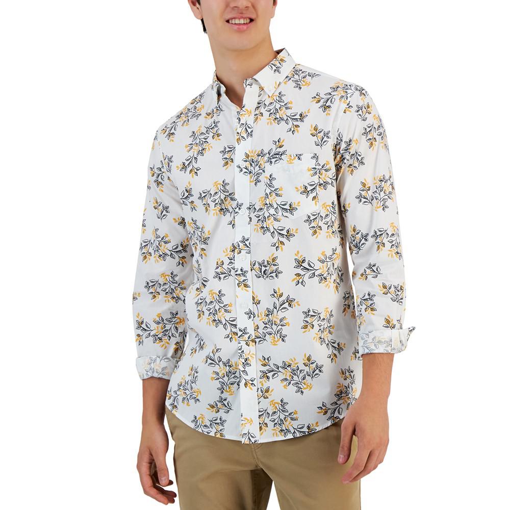 Men's Ditzy Trip Poplin Long-Sleeve Button-Down Shirt, Created for Macy's商品第1张图片规格展示
