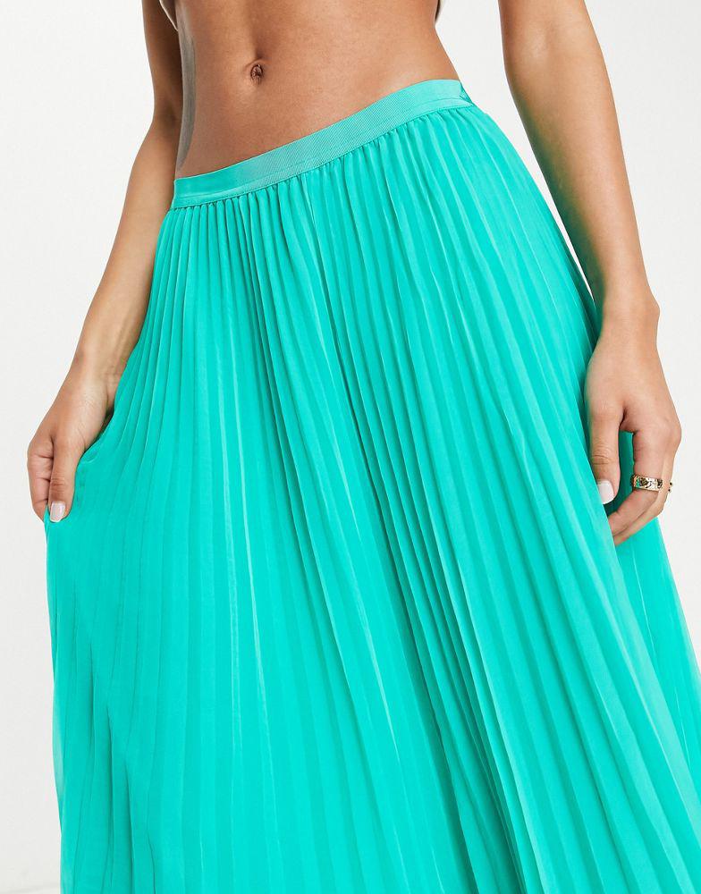 French Connection pleated midi skirt in bold green商品第4张图片规格展示