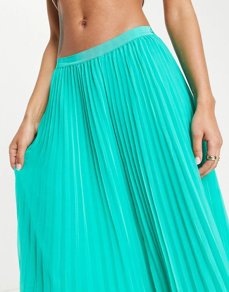 商品French Connection|French Connection pleated midi skirt in bold green,价格¥419,第4张图片详细描述