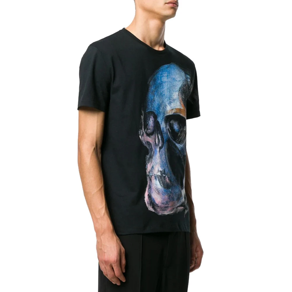 Alexander McQueen 亚历山大·麦昆 男士黑色有机棉 T恤 550475-QMZ61-0901 商品