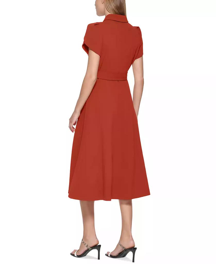 Plus Size Calvin Klein White Dress Macys Women's Tulip-Sleeve Belted  Shirtdress  On Sale Now With