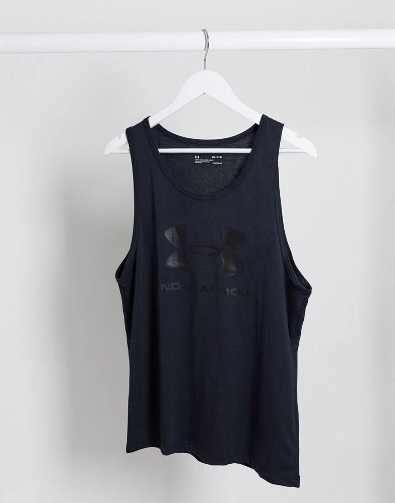 商品Under Armour|Under Armour vest top with large tonal logo in black,价格¥146,第2张图片详细描述