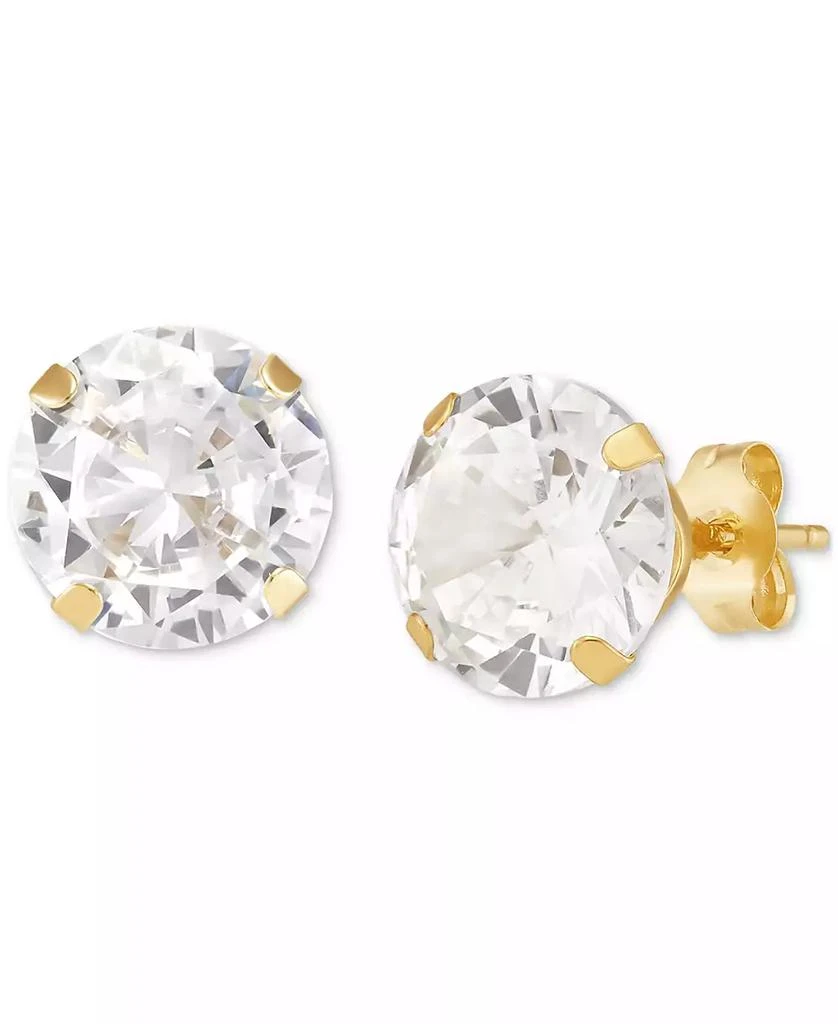 商品Macy's|Cubic Zirconia Round Stud Earrings in 14k Gold or 14k White Gold,价格¥608,第3张图片详细描述