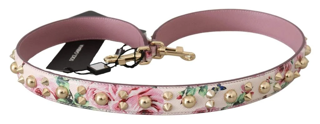 商品Dolce & Gabbana|Dolce & Gabbana Pink Floral Leather Stud Accessory Shoulder Strap,价格¥2040,第3张图片详细描述