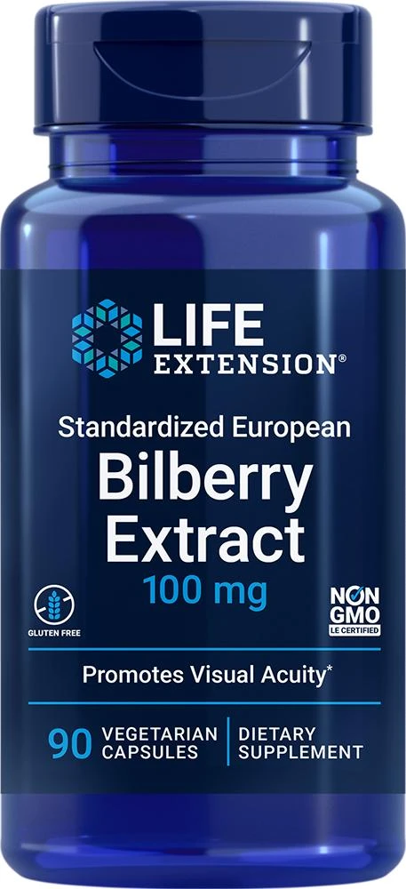 商品Life Extension|Standardized European Bilberry Extract, 90 vegetarian - 100 mg (100 mg, 90 vegetarian capsules), Life Extension,价格¥196,第1张图片