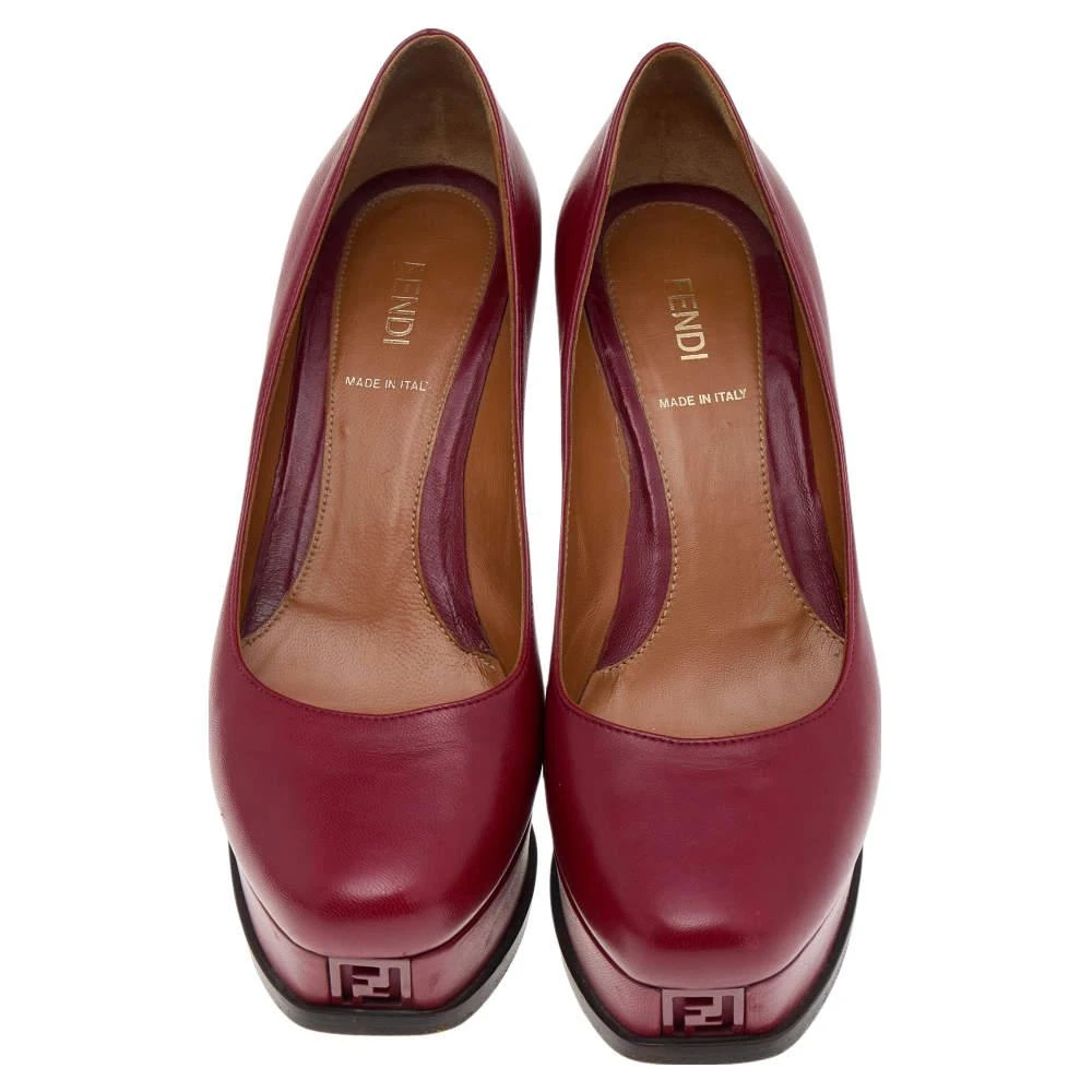 商品[二手商品] Fendi|Fendi Red Leather Fendista Platform Pumps Size 37.5,价格¥1118,第3张图片详细描述