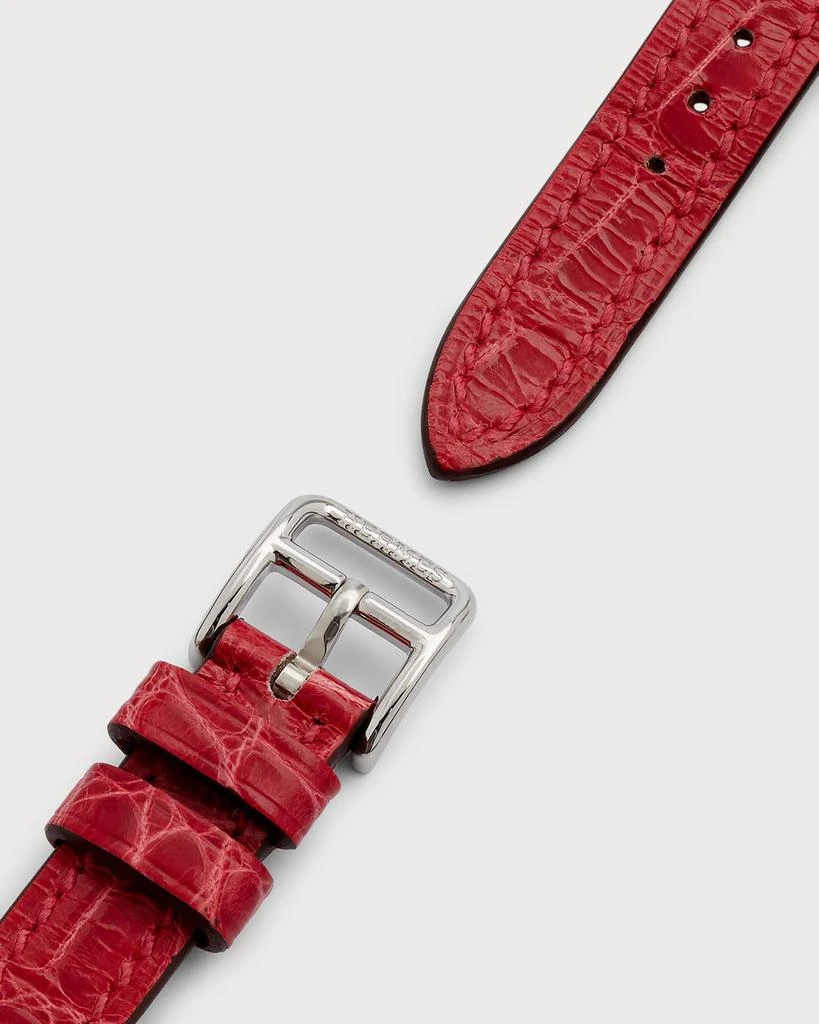 商品Hermes|Nantucket钻石红色鳄鱼皮腕表, 17x23mm,价格¥55750,第4张图片详细描述