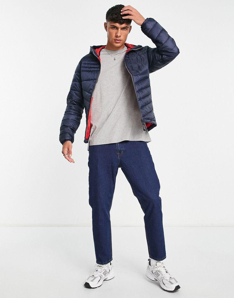 商品Jack & Jones|Jack & Jones Essentials padded jacket with hood in navy,价格¥324,第6张图片详细描述