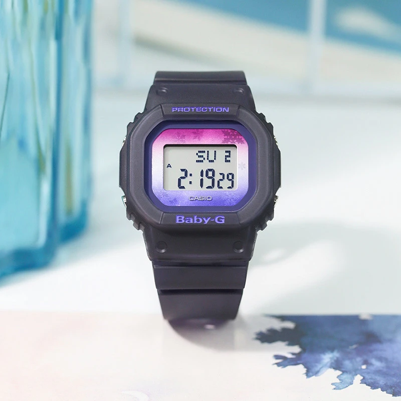 商品[国内直发] Casio|（限时5折）卡西欧原装正品女款石英电子小方块系列防水抗震雪花限量版,价格¥298,第3张图片详细描述