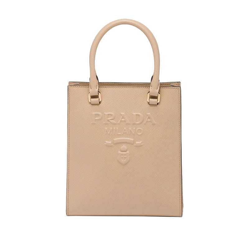 商品Prada|PRADA/普拉达 22新款 女士小号砂米黄saffiano皮革珐琅徽标拆卸织物肩带单肩手提斜挎包1BA333_NZV_F0036_V_N2A,价格¥15481,第1张图片