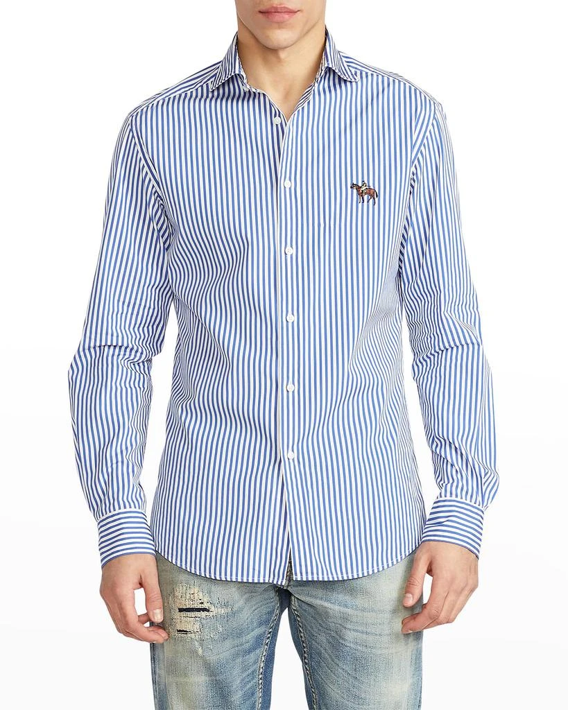 商品Ralph Lauren|Men's Aston Standing Horse Striped Sport Shirt,价格¥3051,第2张图片详细描述