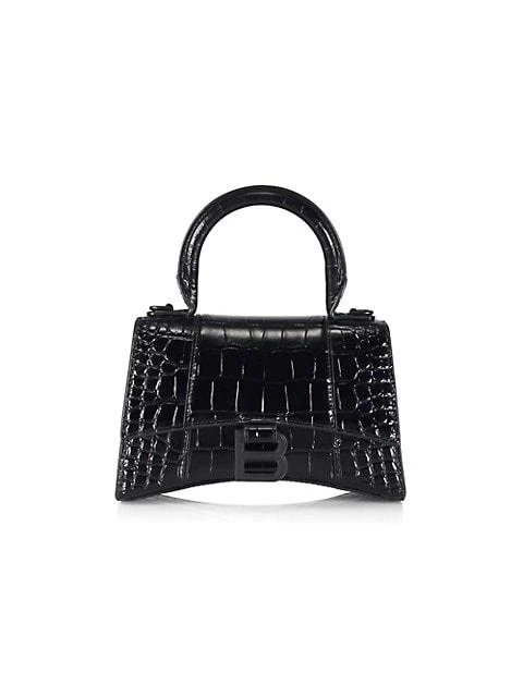商品Balenciaga|XS Hourglass Croc-Embossed Leather Top Handle Bag,价格¥20824,第1张图片