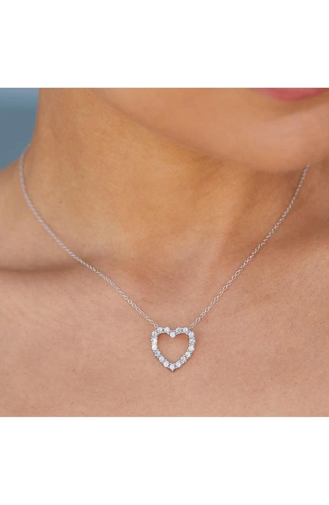 商品Savvy Cie Jewels|Sterling Silver Lab Created White Sapphire Heart Pendant Necklace,价格¥248,第2张图片详细描述