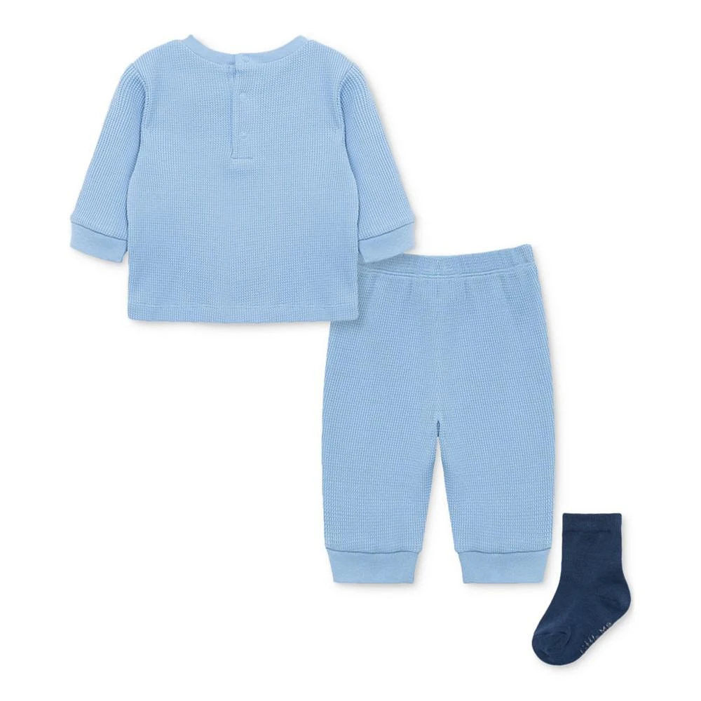 商品Little Me|Baby Boy 3-Pc. Blue Bear Jogger Top & Bottom Set with Socks,价格¥224,第2张图片详细描述