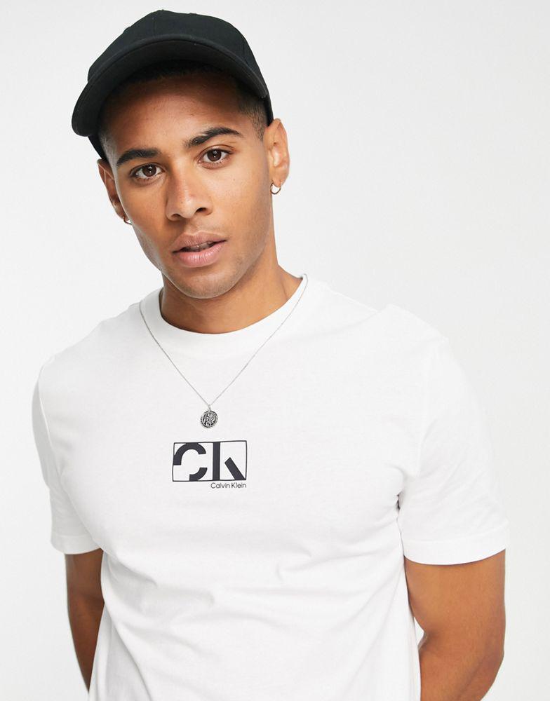 Calvin Klein graphic box logo t-shirt in white商品第3张图片规格展示