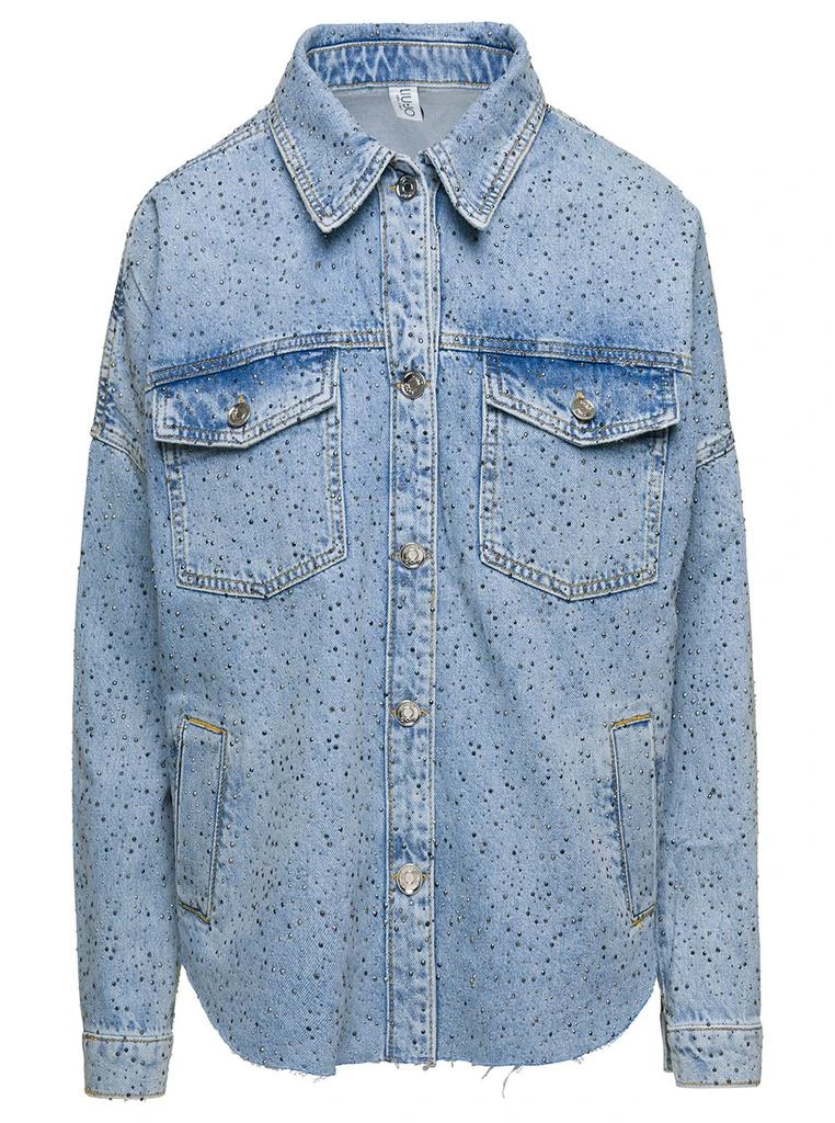 商品LIU •JO|Liu-Jo Lioght Blue Jacket With All-over Rhinestone In Cotton Denim Woman,价格¥1594,第1张图片