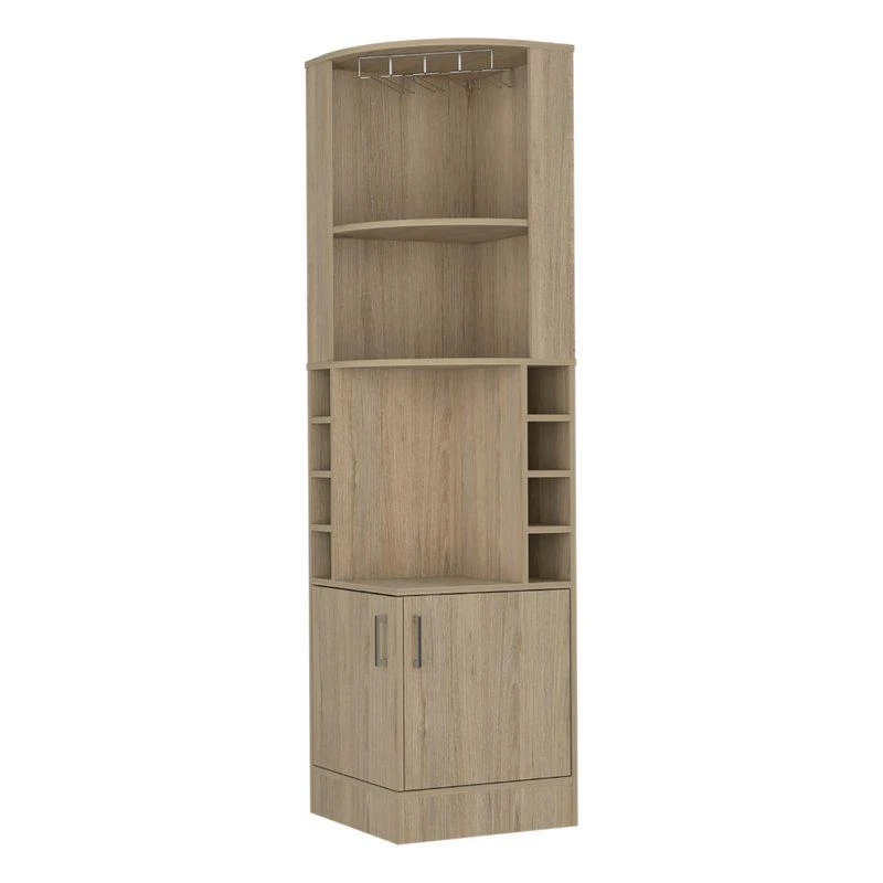 商品FM Furniture|Kava Delhi Corner Bar Cabinet, Eight Wine Cubbies, Glass Rack, Double Door Cabinet,价格¥1240,第1张图片