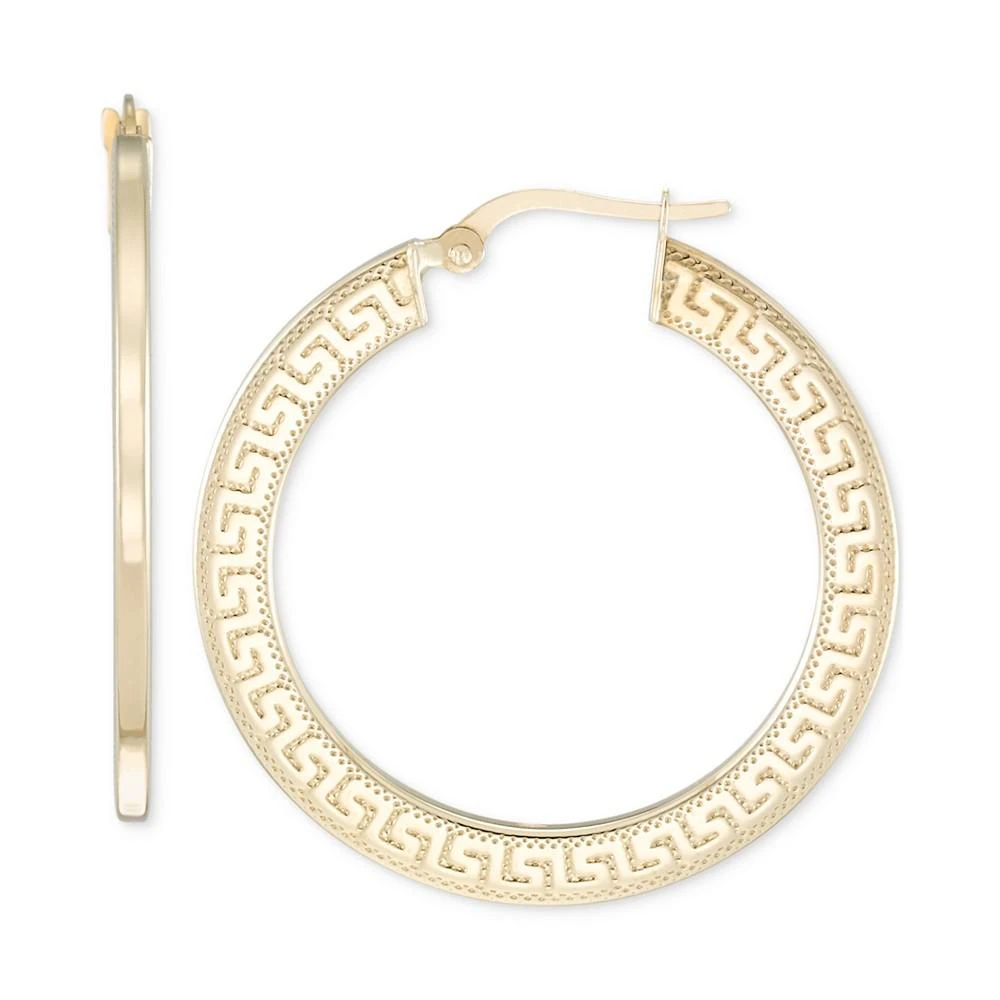商品Macy's|Greek Key Design Round Hoop Earrings in 10k Yellow Gold,价格¥1795,第1张图片