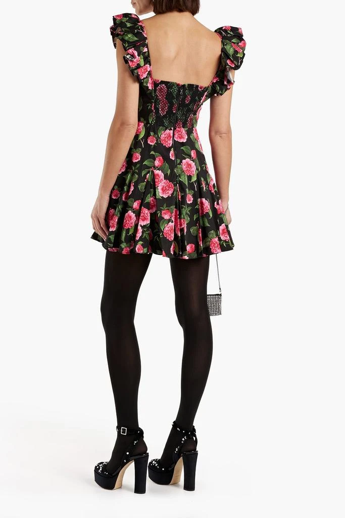 商品Alice + Olivia|Ginny pleated floral-print cotton-blend poplin mini dress,价格¥1111,第3张图片详细描述
