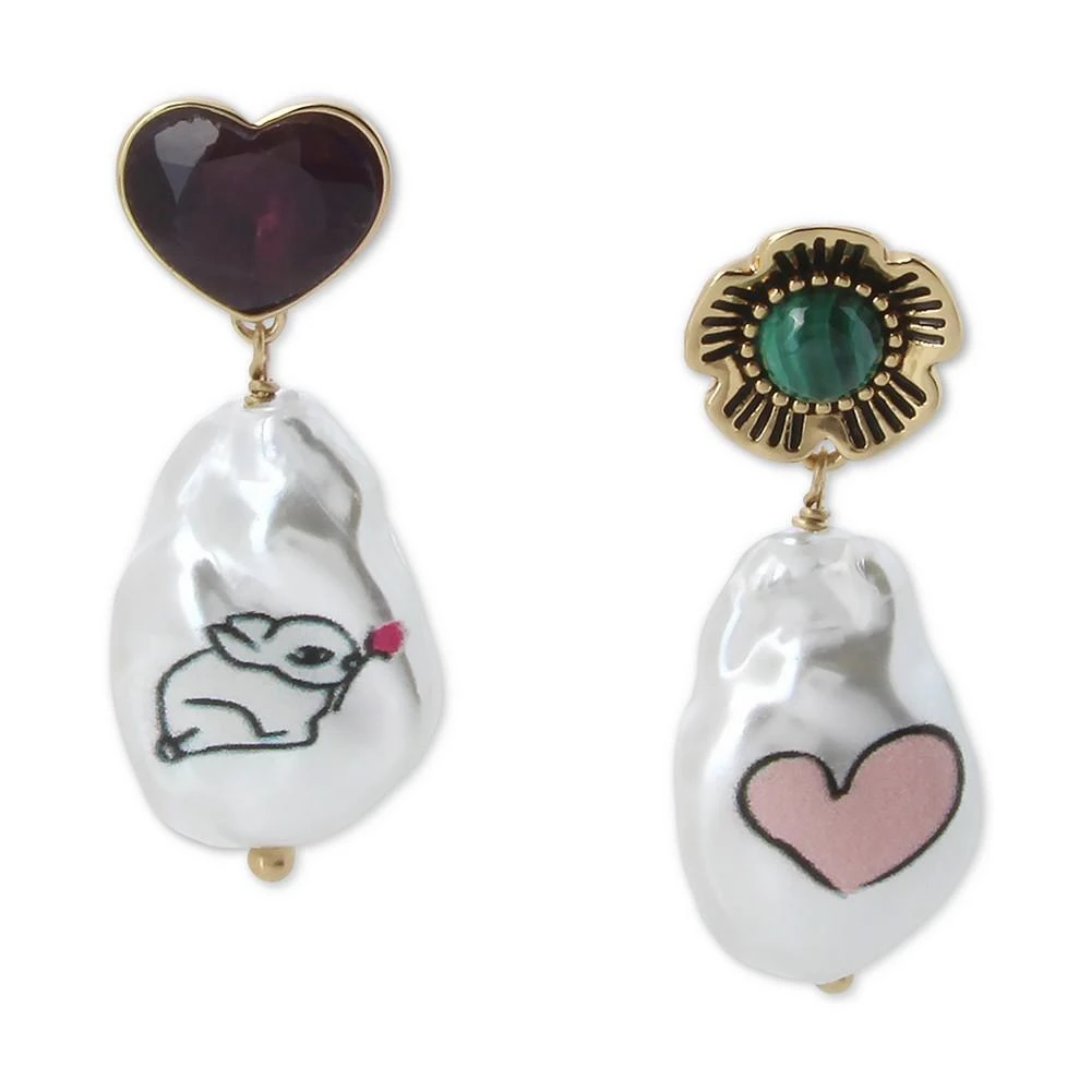 商品Coach|Gold-Tone Gemstone & Painted Imitation Pearl Mismatch Drop Earrings,价格¥714,第1张图片