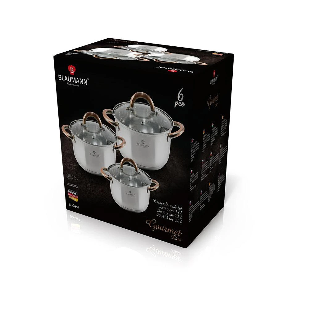 商品Berlinger Haus|6-Piece Stainless Steel Cookware Set Blauman Collection,价格¥869,第2张图片详细描述