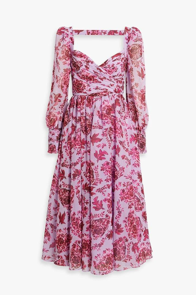 商品Badgley Mischka|Cutout floral-print chiffon midi dress,价格¥2873,第1张图片