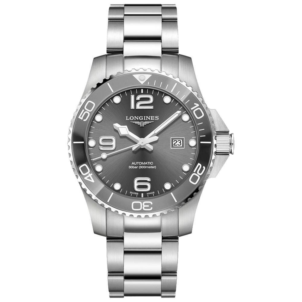 商品Longines|Men's Swiss Automatic HydroConquest  Stainless Steel and Ceramic Bracelet Watch 43mm,价格¥12522,第1张图片