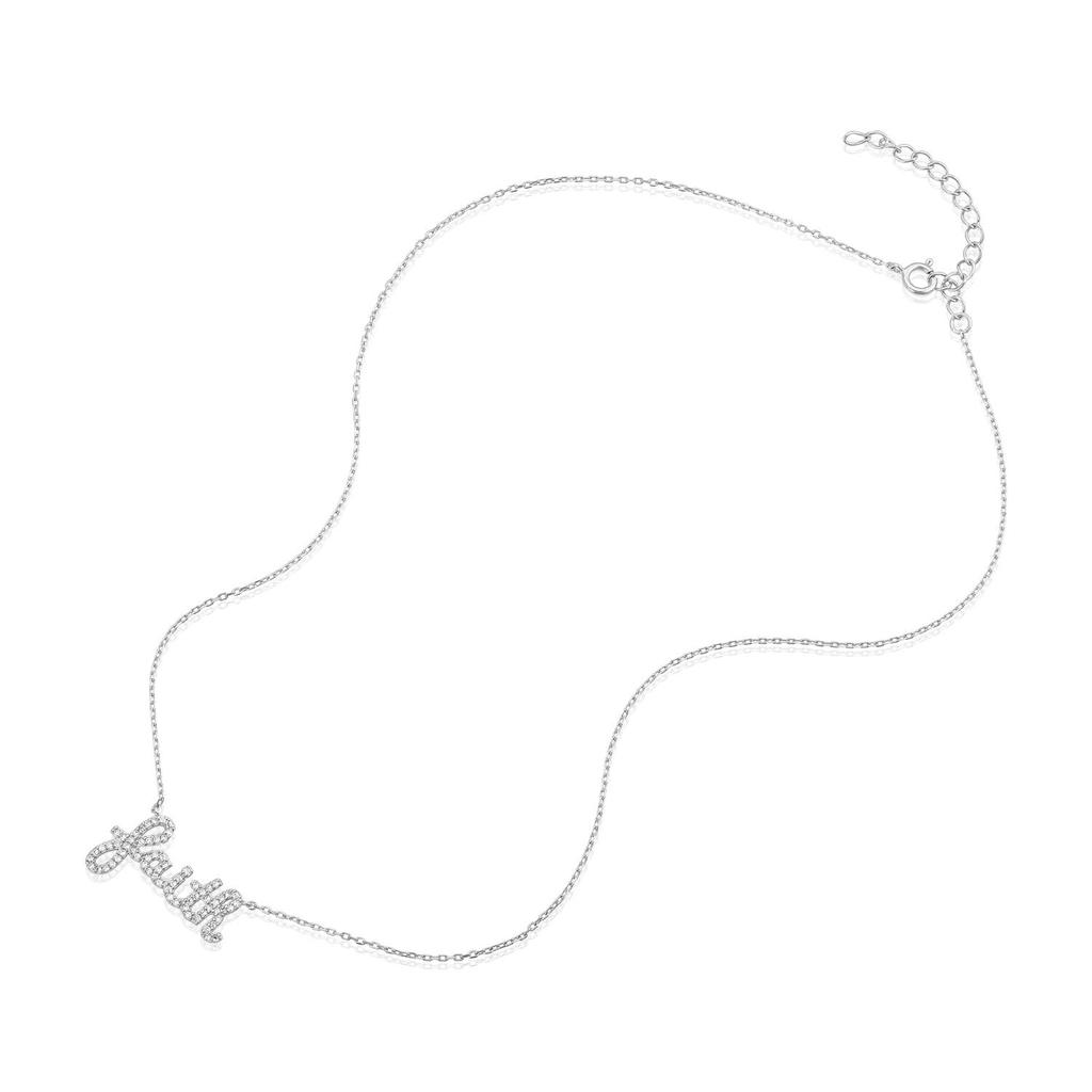 Adornia Cursive Faith Necklace Sterling Silver Crystal商品第2张图片规格展示
