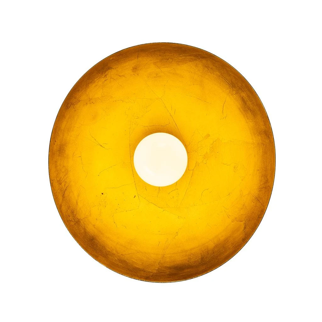 商品Nova of California|Luna Bella Flush Mount Ceiling Light - Matte Black & Gold-Leaf Shade, Weathered Brass,价格¥2744,第3张图片详细描述