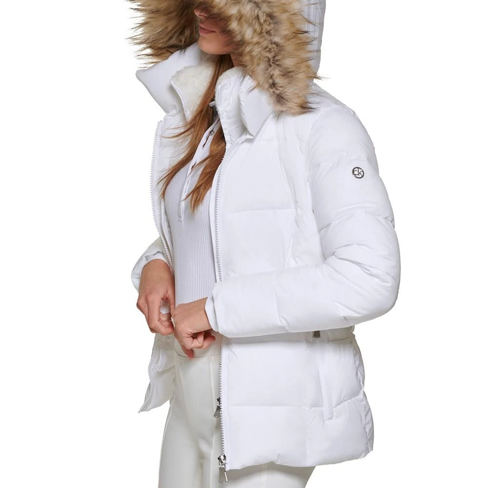 商品Calvin Klein|Women's Faux-Fur-Trim Hooded Puffer Coat,价格¥1130,第3张图片详细描述