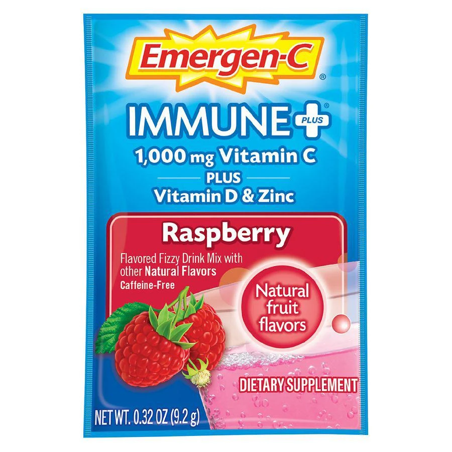 商品Emergen-C Immune+|Drink Mix with 1000mg Vitamin C Plus Vitamin D & Zinc Raspberry,价格¥134,第3张图片详细描述