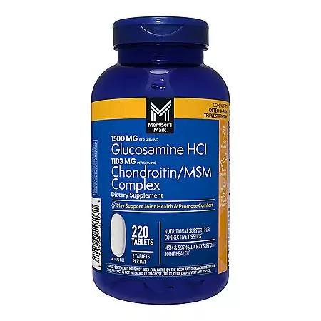 商品Member's Mark|Member’s Mark Glucosamine HCl and Chondroitin/MSM Complex Tablets, 220 ct.,价格¥166,第1张图片