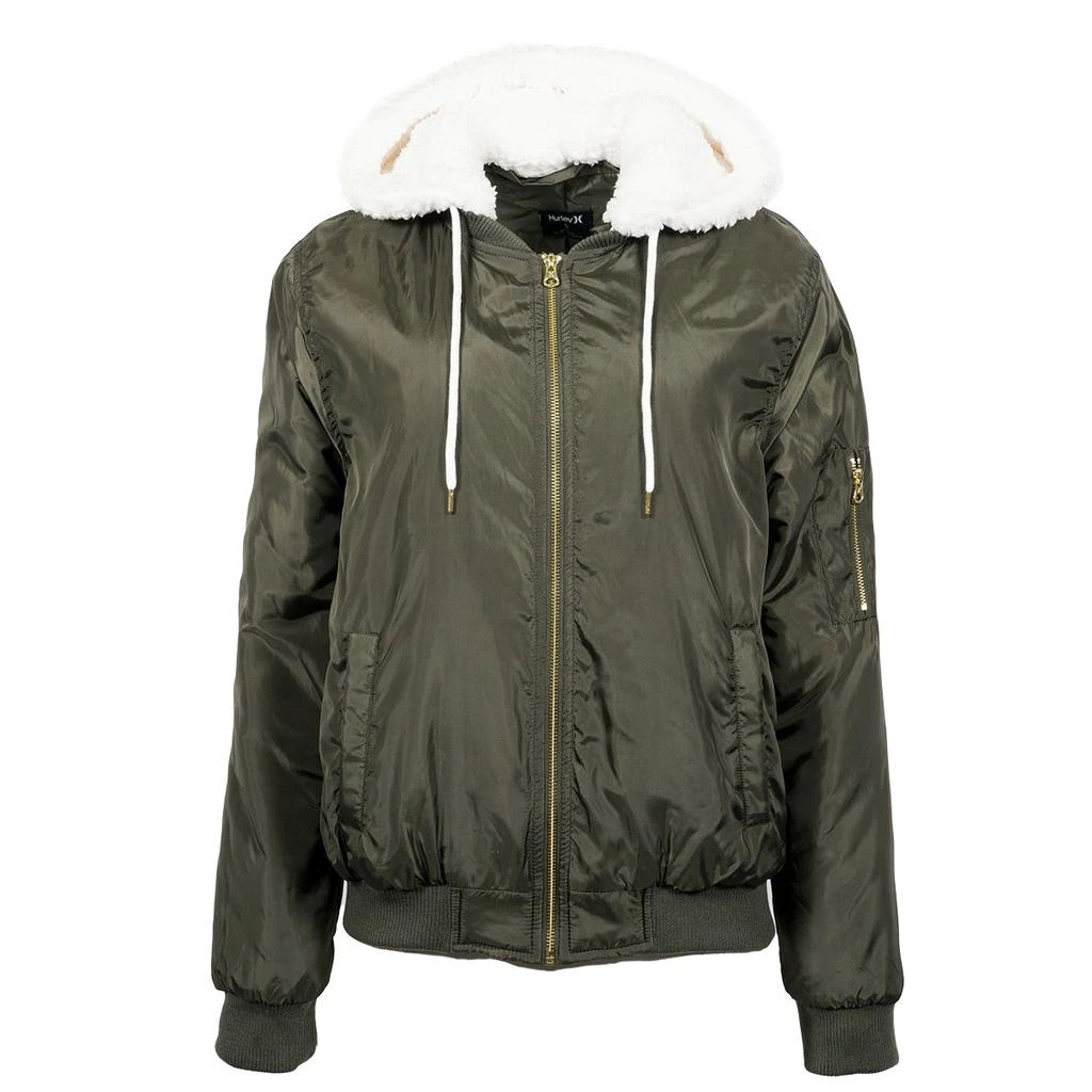 商品Hurley|Hurley Women's Bomber With Sherpa Hood Jacket,价格¥173,第2张图片详细描述