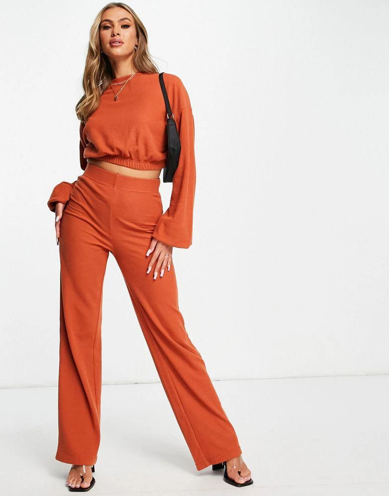 商品Public Desire|Public Desire waffle oversized wide leg jogger in rust,价格¥108,第1张图片