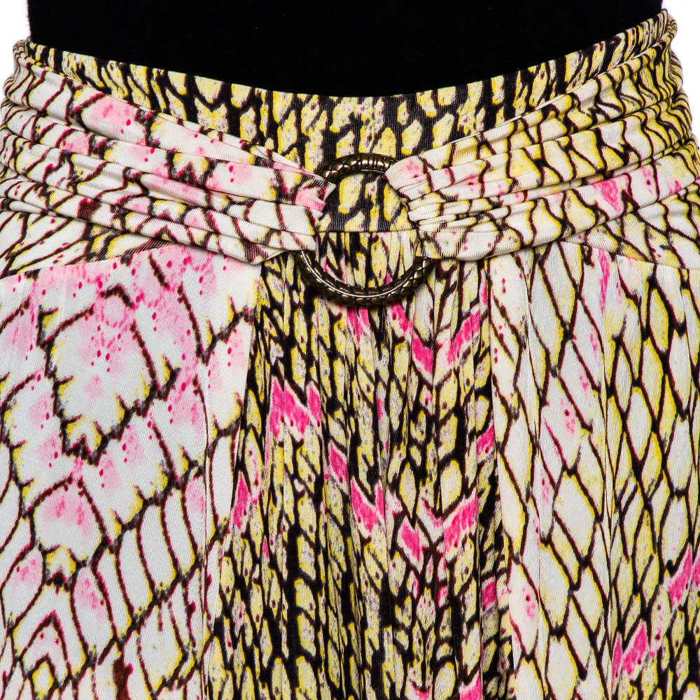 Just Cavalli Multicolor Printed Jersey Ruched Waist Detail Flared Skirt M商品第4张图片规格展示