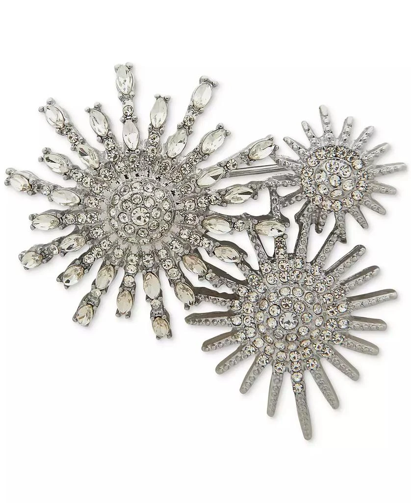 商品Anne Klein|Silver-Tone Crystal Stone & Pavé Triple Sunburst Cluster Pin,价格¥151,第1张图片