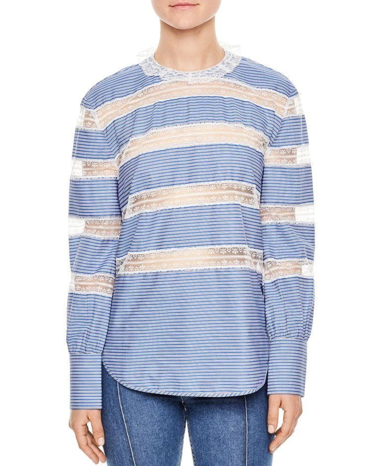 商品Sandro|Marthe Lace Inset Shirt,价格¥1463,第1张图片