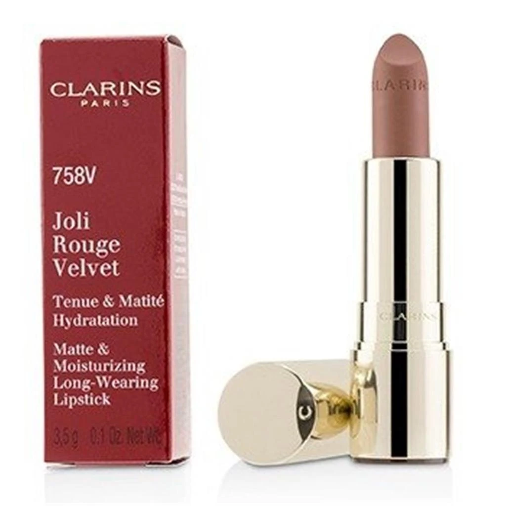 商品Clarins|Clarins 220613 0.1 oz Joli Rouge Velvet Matte & Moisturizing Long Wearing Lipstick, No.758V Sandy Pink,价格¥370,第1张图片