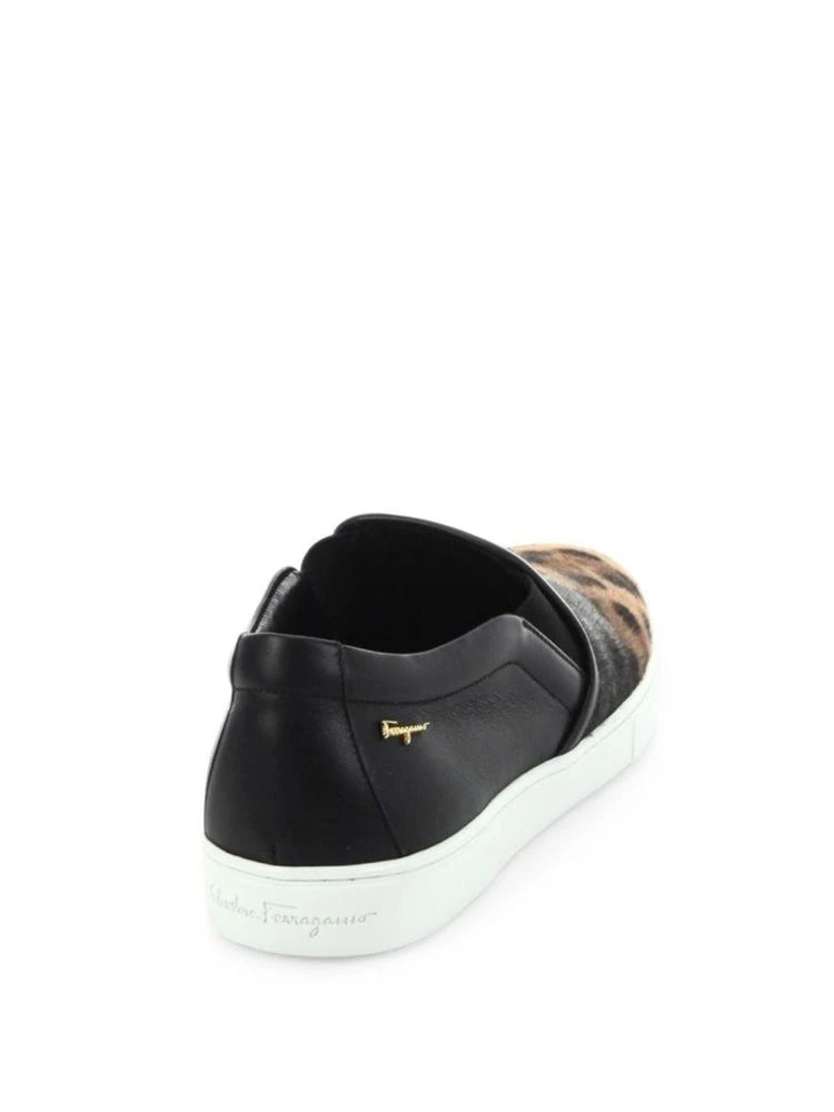 商品Salvatore Ferragamo|Salina Leopard-Print Calf Hair Skate Sneakers,价格¥1784,第2张图片详细描述