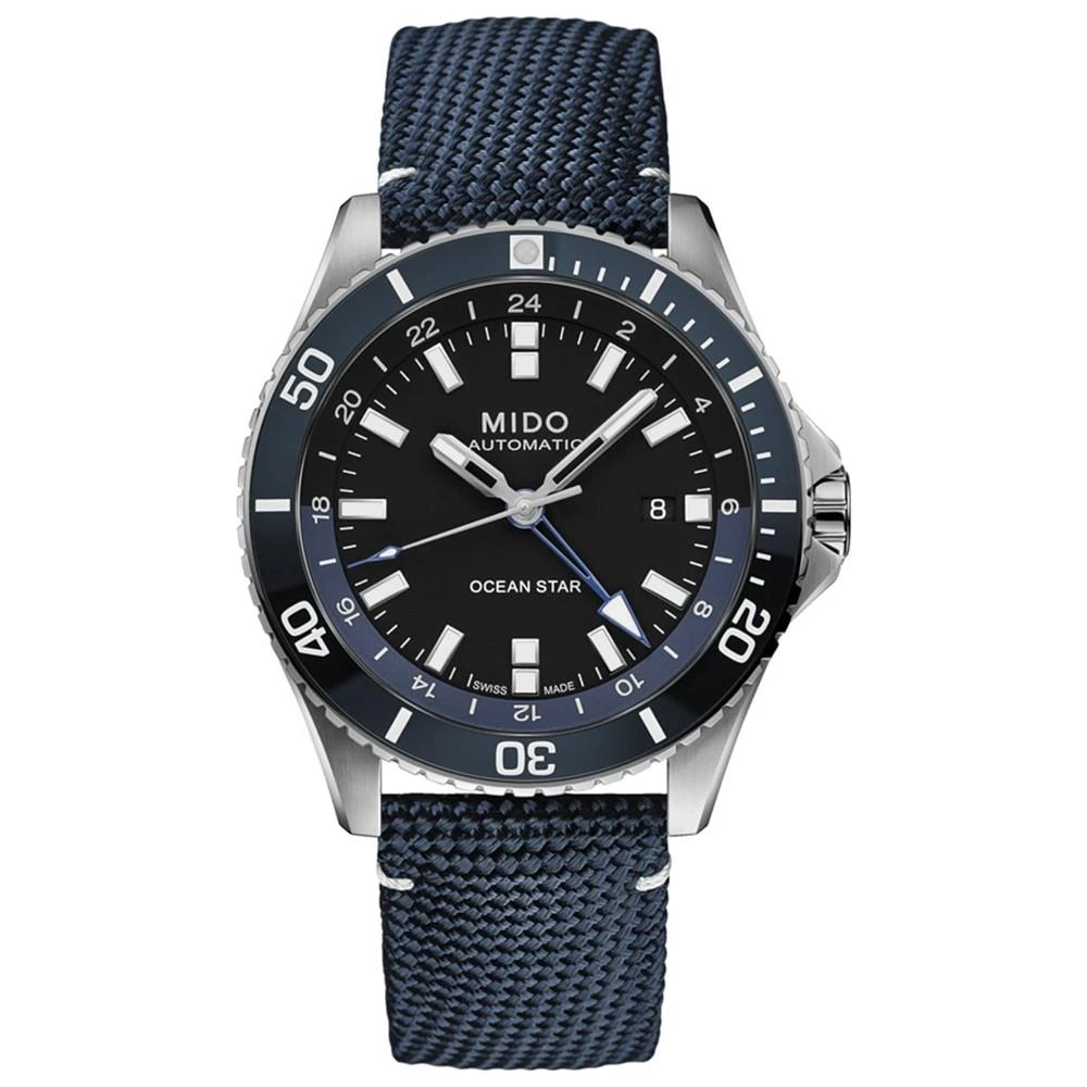 商品MIDO|Men's Swiss Automatic Ocean Star GMT Blue Fabric Strap Watch 44mm,价格¥9370,第1张图片