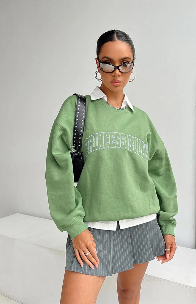 商品Princess Polly|Green Crew Neck Sweatshirt,价格¥272,第2张图片详细描述