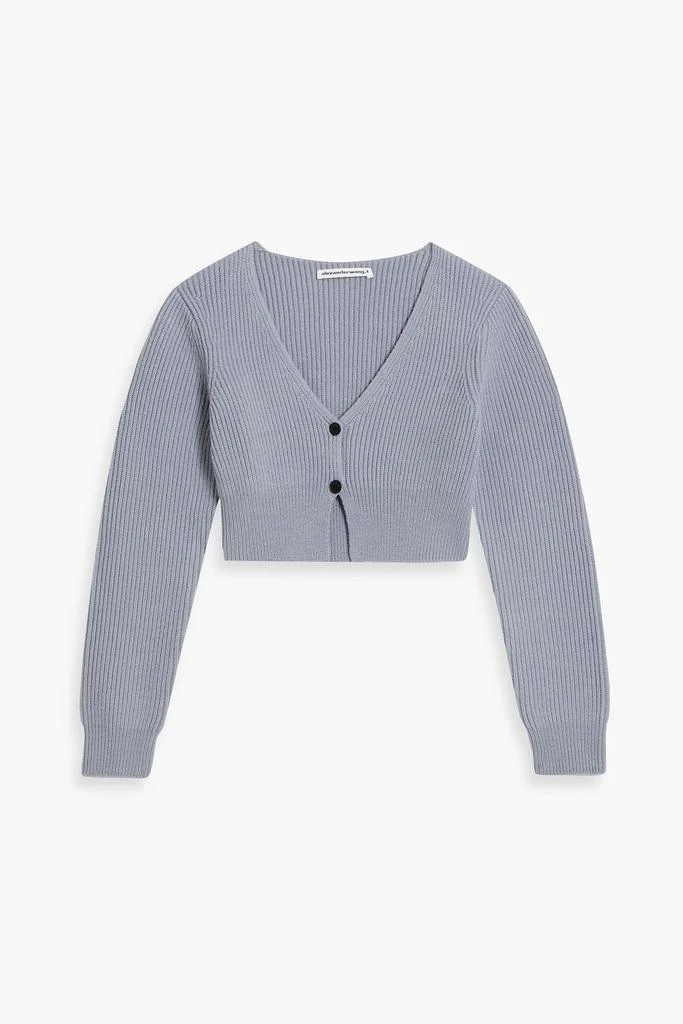 商品Alexander Wang|Cropped ribbed wool-blend cardigan,价格¥983,第1张图片